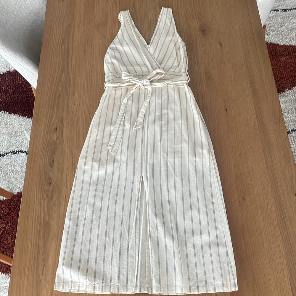 Cream and black striped midi dress size M. Made by Le Lis from Urban Outfitters